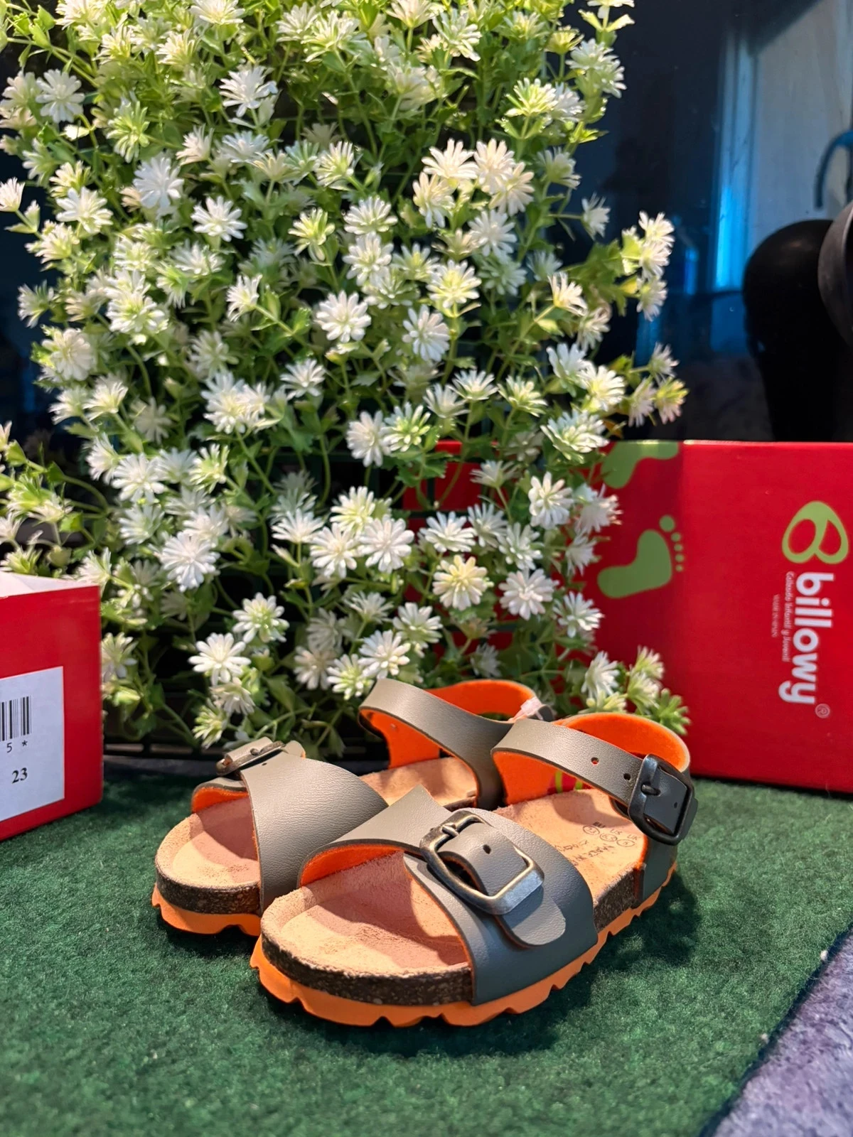 🧡👣 Sandales billowy Enfant Gris & Orange – taille 23 👣🧡